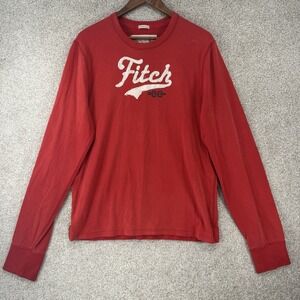 VTG Abercrombie And Fitch Shirt XL‎ Red Logo Muscle Fit Distressed Y2K *Flaw